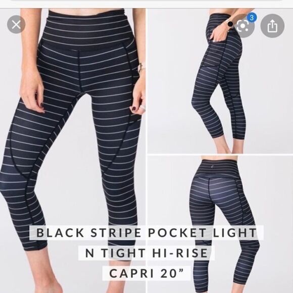 Zyia black stripe pocket light tight capris Size 2 C34 - Picture 3 of 11